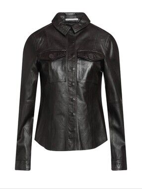 Goosecraft Butter Soft Women’s Brown Leather Button-Front Top